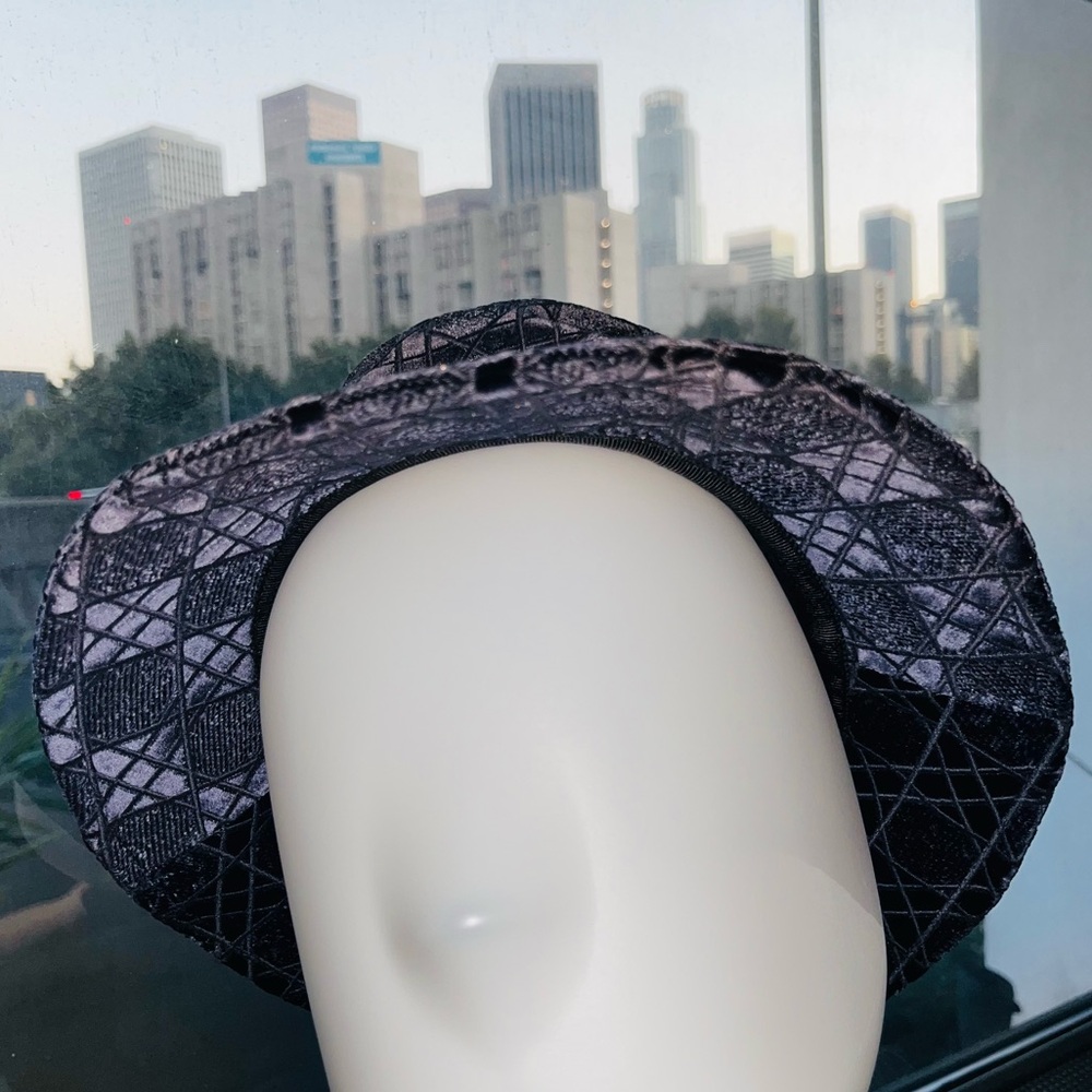 Dior: Velour Corduroy Christian Dior Paris Logo Cannage Embroidered Hat - Picture 9 of 16